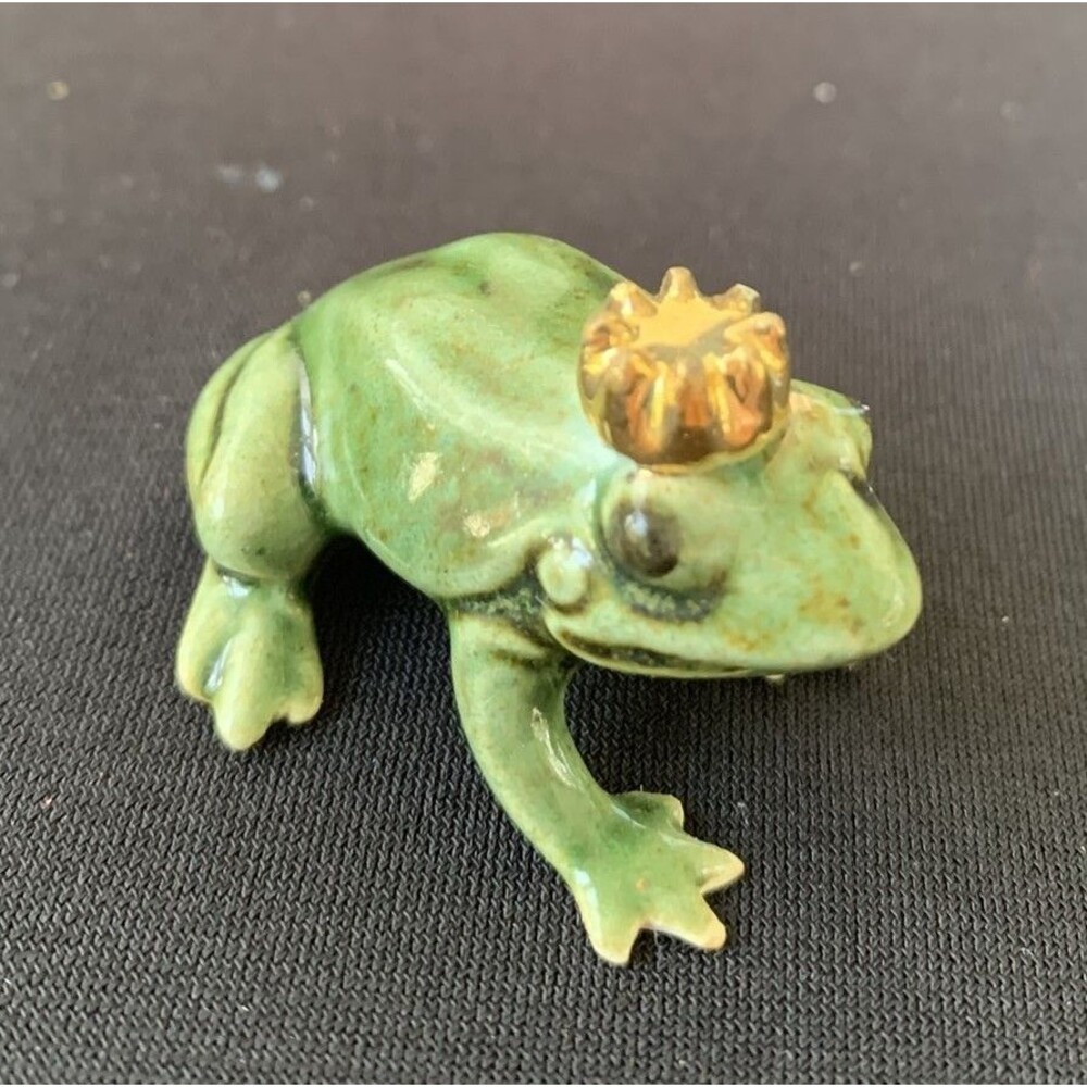 Vintage 1Miniature Bone China Green Frog Prince Figurine
